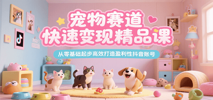 宠物赛道快速变现精品课，从零基础起步高效打造盈利性抖音账号