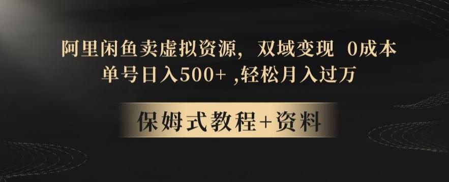 阿里闲鱼卖虚拟资源,双域变现,0成本,日入500+,轻松月入过万
