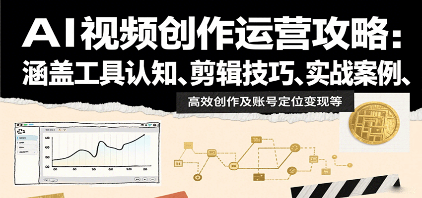 AI视频创作运营攻略：涵盖工具认知、剪辑技巧、实战案例、高效创作及账号定位变现等