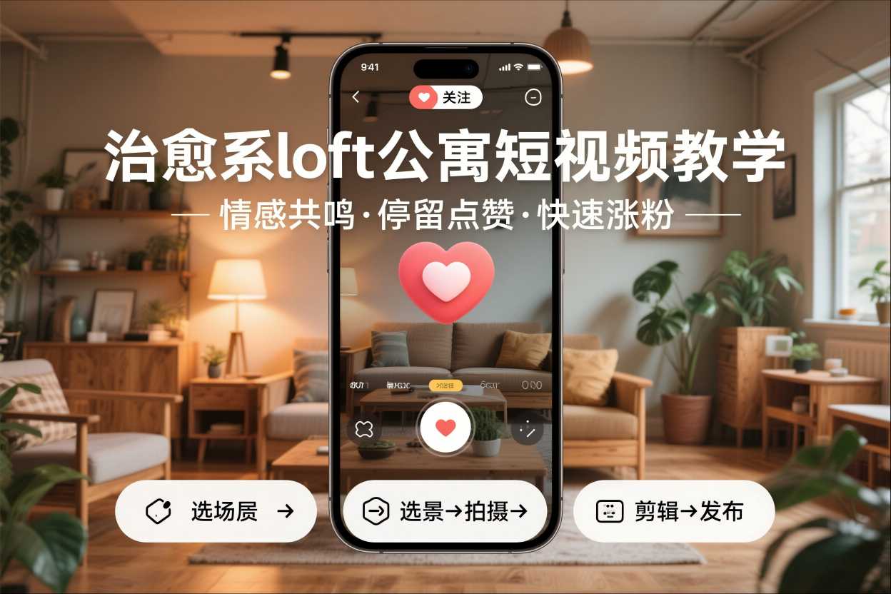 治愈系loft公寓短视频制作教学，情感共鸣引停留点赞关注，快速起号涨粉