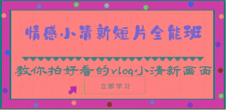 情感小清新短片全能班-教你拍好看的vlog小清新画面(30节课)