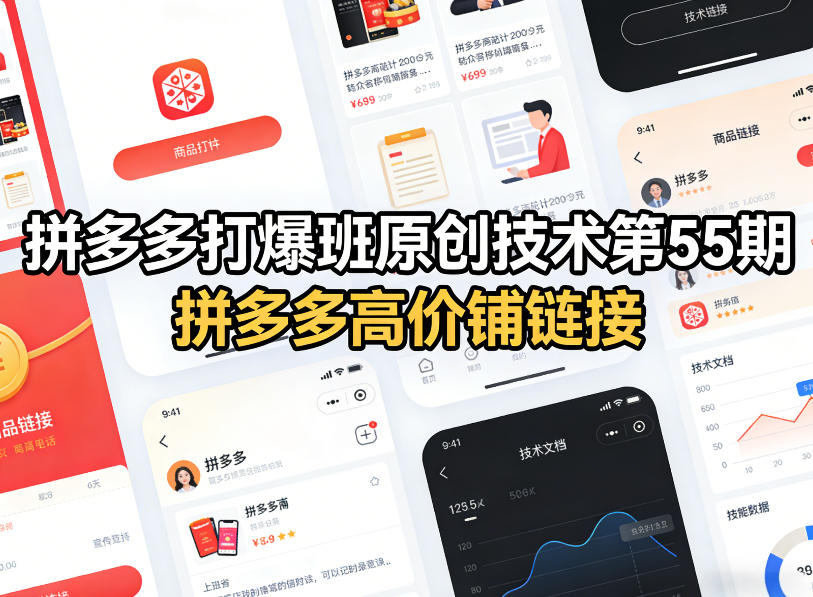 拼多多打爆班原创技术第55期，拼多多高价铺链接