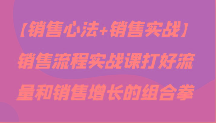 【销售心法+销售实战】销售流程实战课打好流量和销售增长的组合拳