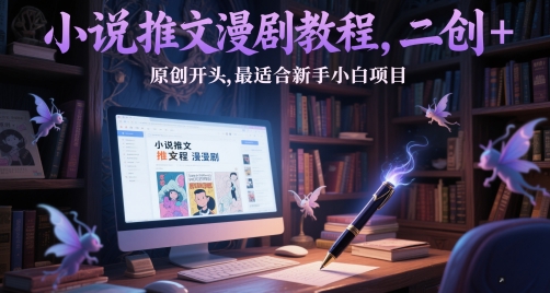 小说推文漫剧教程，二创+原创开头，最适合新手小白项目