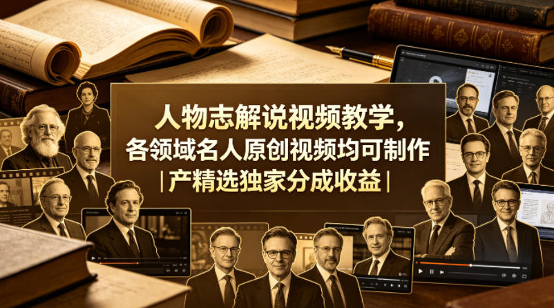 人物志解说视频教学，各领域名人原创视频均可制作丨精选独家分成收益(更新0430)