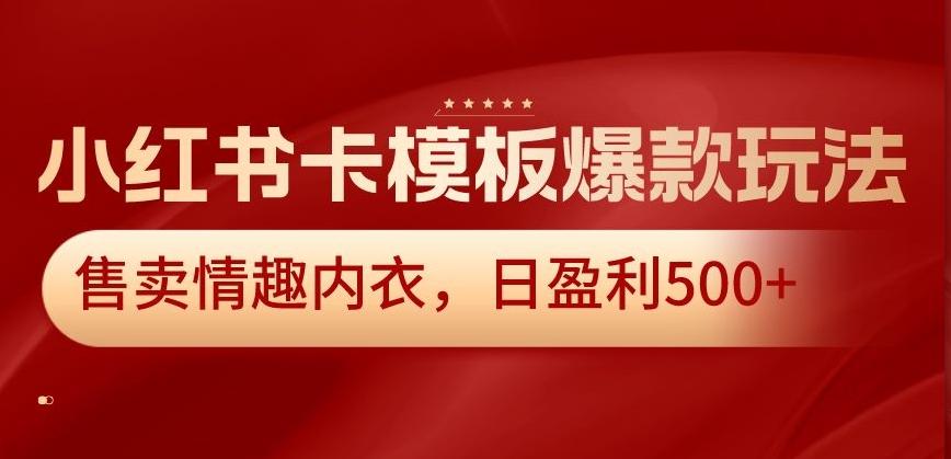 小红书卡模板爆款玩法,售卖情趣内衣,日盈利500+【揭秘】