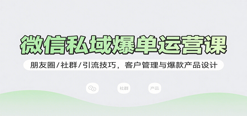 微信私域爆单运营课：朋友圈/社群/引流技巧，客户管理与爆款产品设计