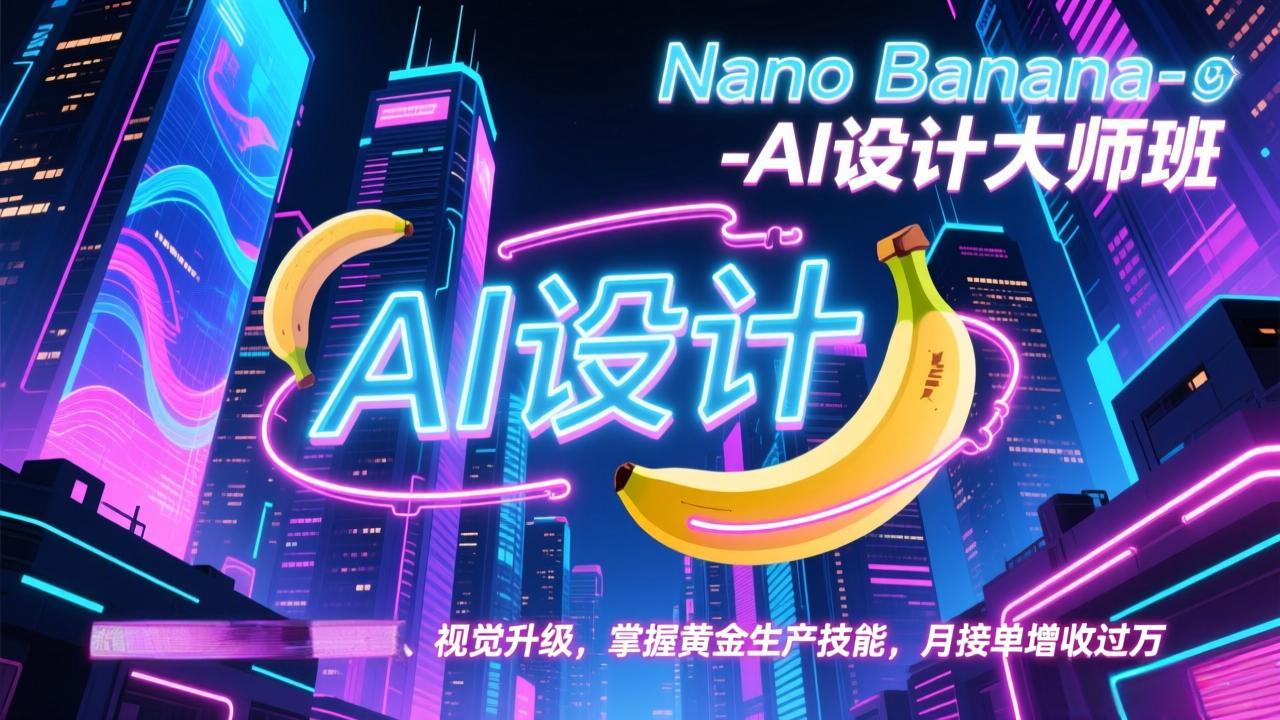 Nano Banana-AI设计大师班，修图合成、广告创作、视觉升级，掌握黄金生产技能，月接单增收过万