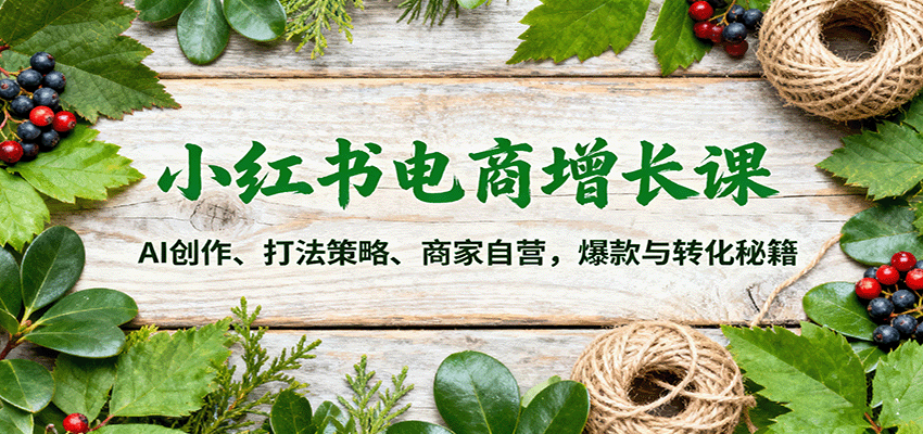 小红书电商增长课：AI创作、打法策略、商家自营，爆款与转化秘籍