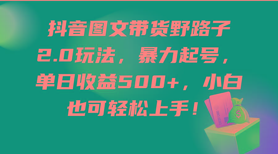 (9790期)抖音图文带货野路子2.0玩法，暴力起号，单日收益500+，小白也可轻松上手！