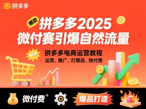 拼多多2025微付费引爆自然流量，拼多多电商运营教程，运营、推广、打爆品、微付费(更新)