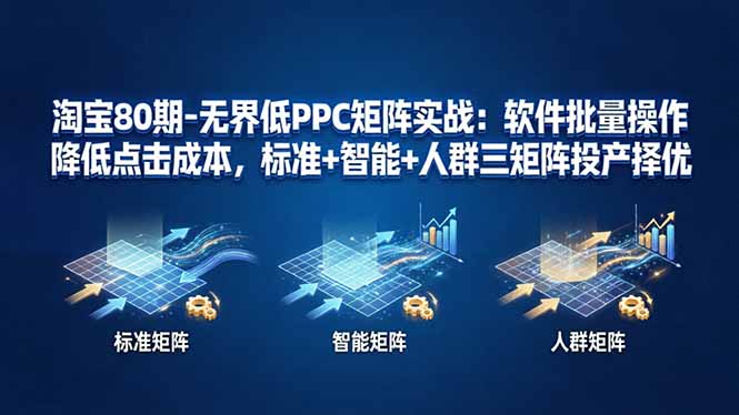 淘宝80期-无界低PPC矩阵实战：软件批量操作降低点击成本，标准+智能+人群三矩阵投产择优