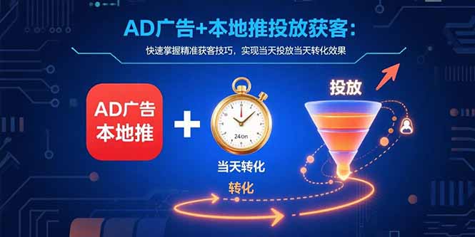 AD广告+本地推投放获客：快速掌握精准获客技巧，实现当天投放当天转化效果