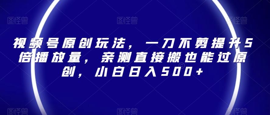 视频号原创玩法,一刀不剪提升5倍播放量,亲测直接搬也能过原创,小白日入500+【揭秘】