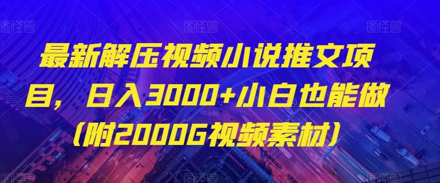 最新解压视频小说推文项目,日入3000+小白也能做(附2000G视频素材)【揭秘】