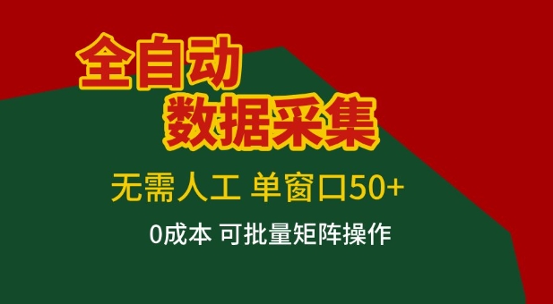 全自动数据采集项目，无需人工，单窗口可达50+收益，操作简单无难度，一个人也能轻松实现矩阵【揭秘】