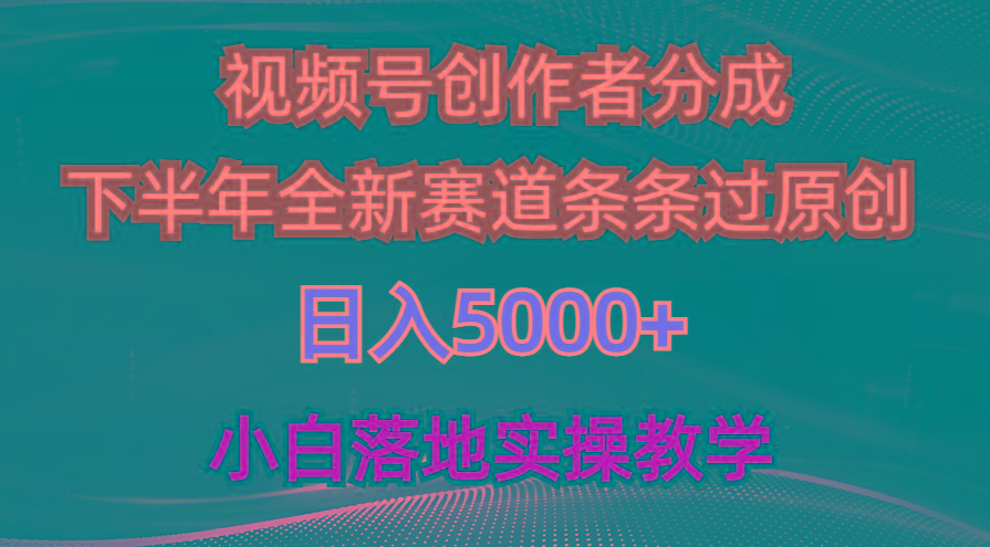 视频号创作者分成最新玩法，日入5000+  下半年全新赛道条条过原创，小…