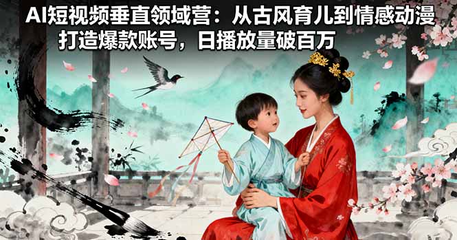 AI短视频垂直领域营：从古风育儿到情感动漫，打造爆款账号,日播放量破百万