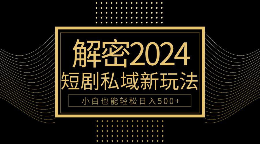 (9951期)10分钟教会你2024玩转短剧私域变现，小白也能轻松日入500+