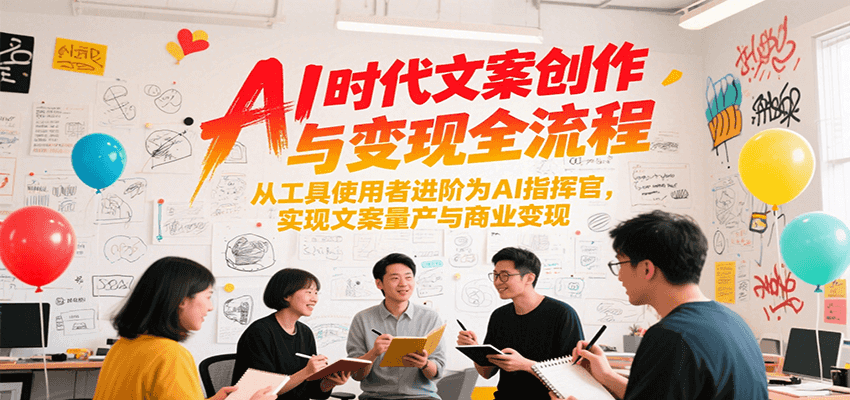 AI时代文案创作与变现全流程，从工具使用者进阶为AI指挥官，实现文案量产与商业变现