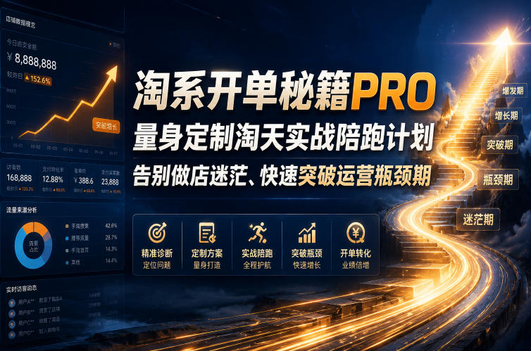 淘系开单秘籍PRO，量身定制淘天实战陪跑计划，告别做店迷茫、快速突破运营瓶颈期(更新261023)
