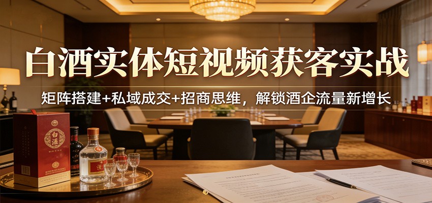 白酒实体短视频获客实战：矩阵搭建+私域成交+招商思维，解锁酒企流量新增长