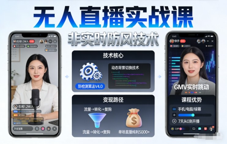 宝子哥无人直播实战课，非实时防风技术，聚焦抖音快手等平台直播带货，轻松开启直播变现之路(更新2026年08月18日)