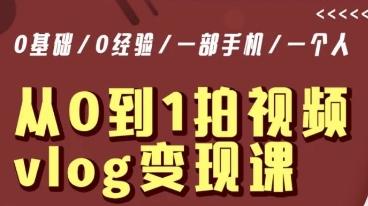从0到1拍视频vlog变现课，5分钟每天，每月多赚1W