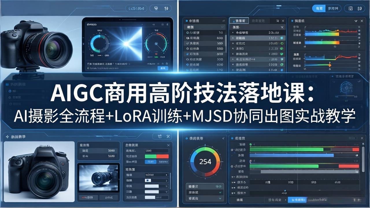 AIGC商用高阶技法落地课：AI摄影全流程+LoRA训练+MJSD协同出图实战教学