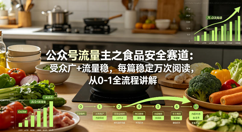 公众号流量主之食品安全赛道，受众广+流量稳，每篇作品稳定万次阅读，从0-1全流程讲解