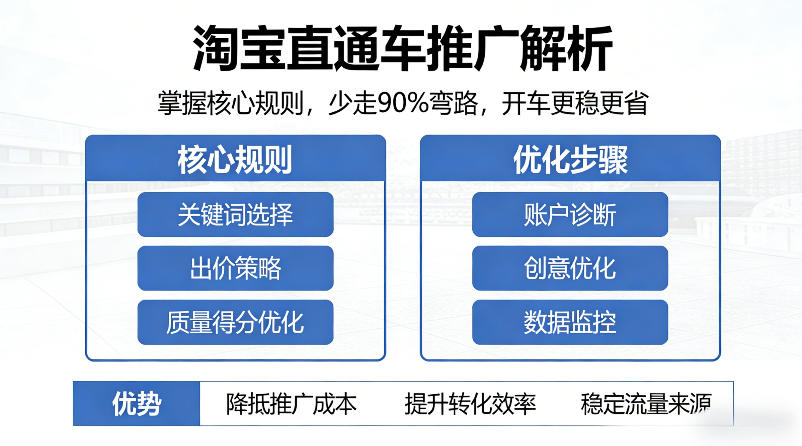 淘宝直通车推广解析，掌握核心规则，少走90%弯路，开车更稳更省