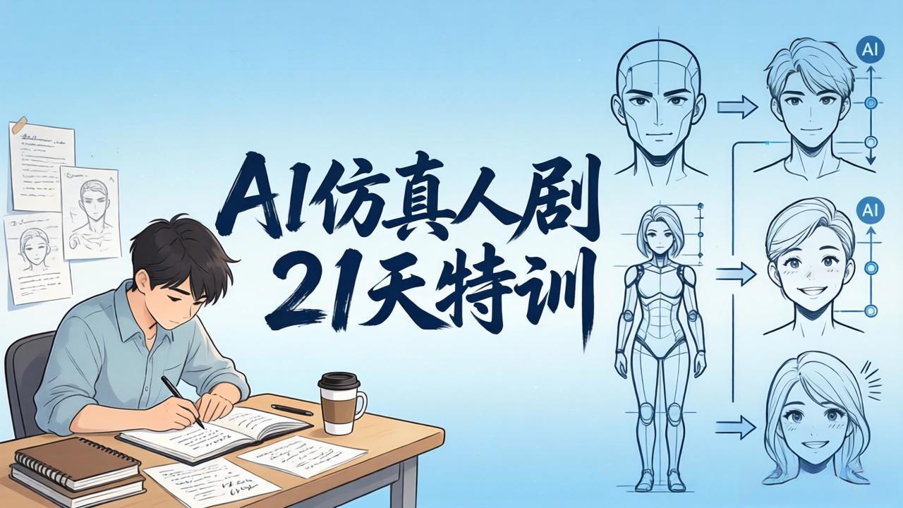 AI仿真人剧21天特训-更新：从剧本到成片全流程实战，掌握角色一致性与变现方法