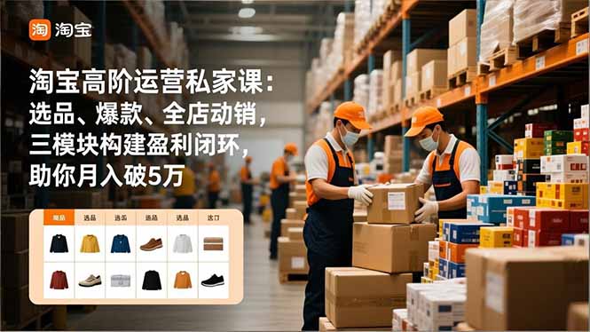 淘宝高阶运营私家课：选品、爆款、全店动销，三模块构建盈利闭环，助你月入破5万